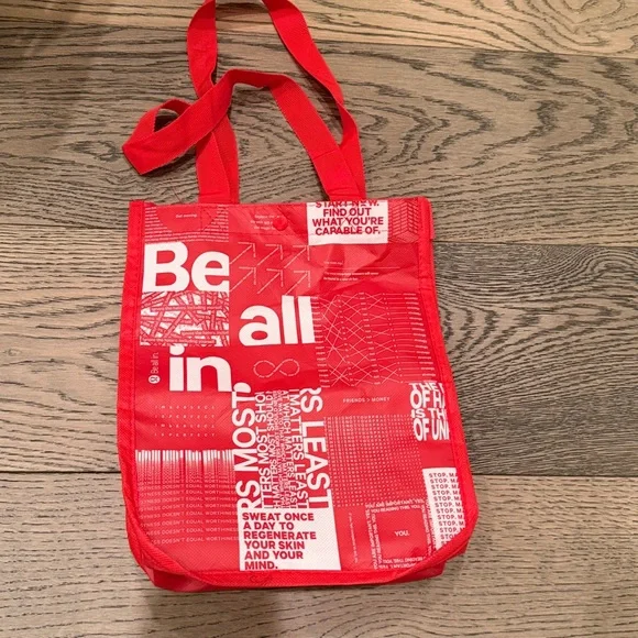 Lululemon reusable tote bags set of 3 snap closure top gym lunch travel bag - Picture 4 of 7